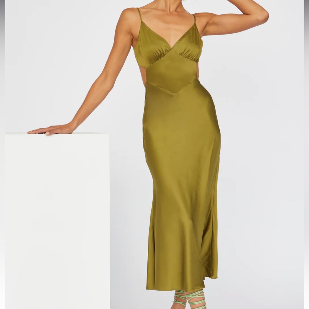 Hello Molly Sunrise Street Midi Green Dress XS